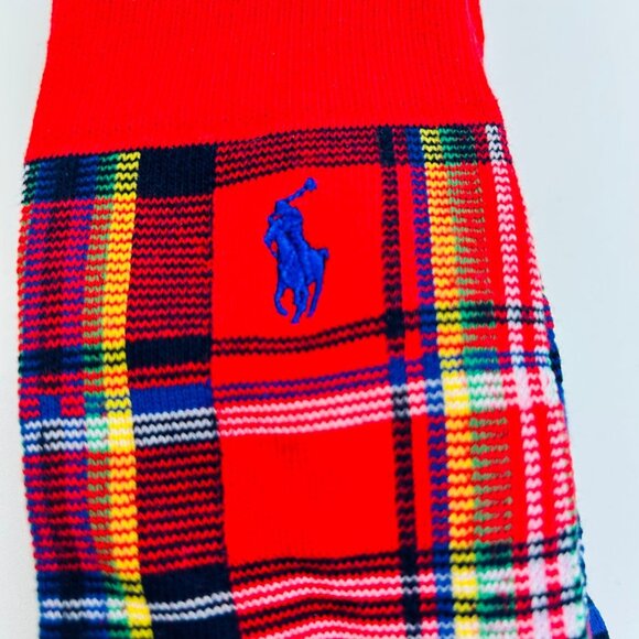 Polo Ralph Lauren Mens Crew Socks 2-Pack Size 10-13 Cotton Blend Red Blue - Picture 4 of 4